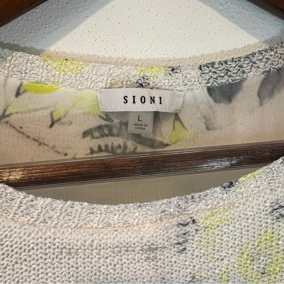 Sioni Lightweight Open Knit Watercolor Floral Layered Long Sleeve Sweater - Picture 5 of 9